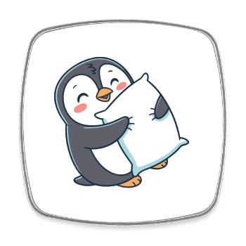 Penguin Heart & Soft Pillow - Square fridge magnet - white - Front