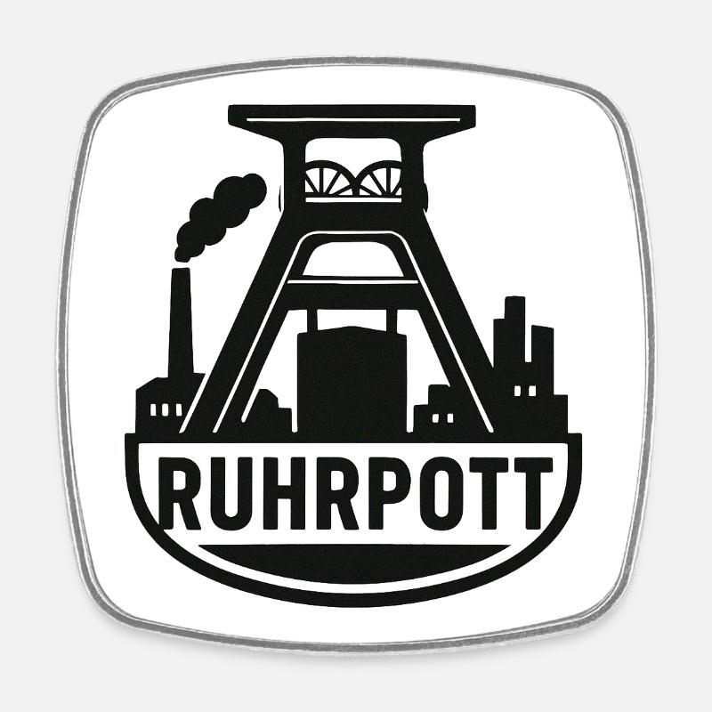 Ruhrpott Industry Silhouette - Square fridge magnet - white