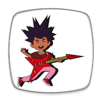 Stacheliger Rocker-Gitarrenburst - Viereckiger Kühlschrankmagnet - Weiß - Vorne
