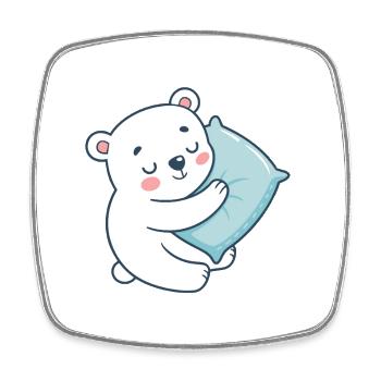 Soft Bear and Blue Pillow - Square fridge magnet - white - Front