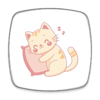 Kuschelige Katze, die auf pastellfarbenem Kissen schläft - Viereckiger Kühlschrankmagnet - Weiß - Vorne