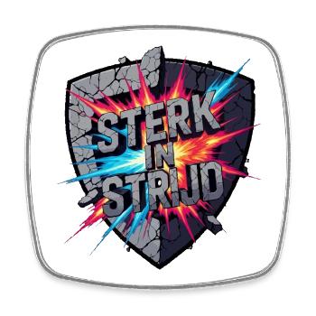 Strong in battle - Square fridge magnet - white - Front