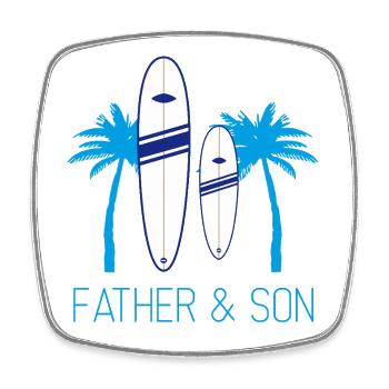 Vater und Sohn Surfen Father and Son Surf - Viereckiger Kühlschrankmagnet - Weiß - Vorne