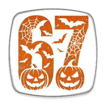Fun 67 Zahl 6-7 6 7 Halloween Sechs Sieben - Viereckiger Kühlschrankmagnet - Weiß - Vorne