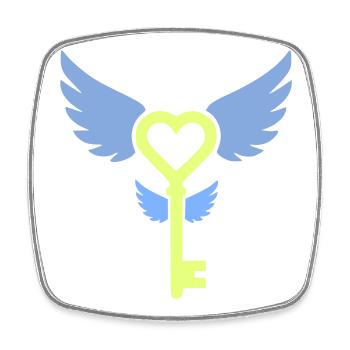 Clé du cœur | Symbole de l’amour et de la romance - Magnet carré - blanc - Devant