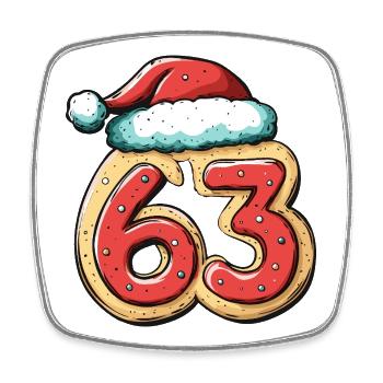 63 Number Biscuit Christmas - Square fridge magnet - white - Front