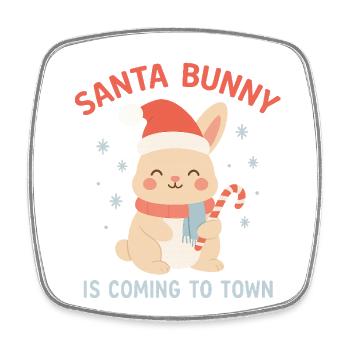Le lapin du Père Noël arrive en ville - Lapin de Noël - Magnet carré - blanc - Devant