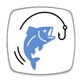 Pêche au poisson sur hameçon logo - Magnet carré - blanc - Devant