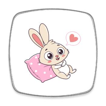 Lapin Coeur Rose sur Oreiller Douillet - Magnet carré - blanc - Devant