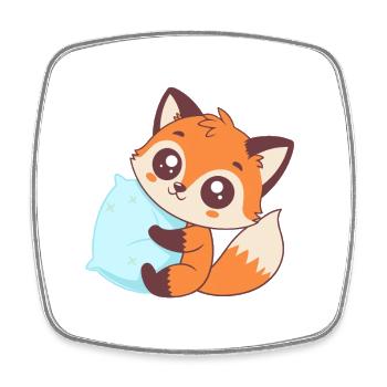 Cozy Fox with Blue Pillow - Square fridge magnet - white - Front