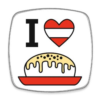 Ich liebe Germknödel - Viereckiger Kühlschrankmagnet - Weiß - Vorne