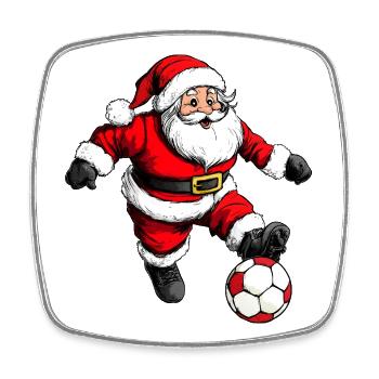 Footballeur Noël / Père Noël Football - Magnet carré - blanc - Devant