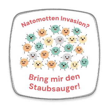 Natomotten (Flusen) Invasion – Staubsauger Humor - Viereckiger Kühlschrankmagnet - Weiß - Vorne