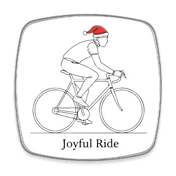 Joyful Ride Santa Radfahrer - Viereckiger Kühlschrankmagnet - Weiß - Vorne