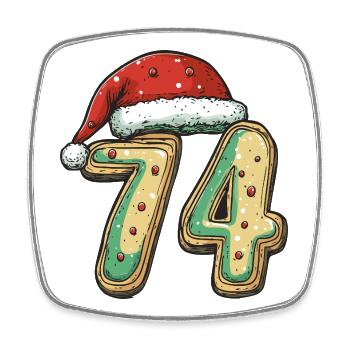 74 Number Cookie Christmas - Square fridge magnet - white - Front