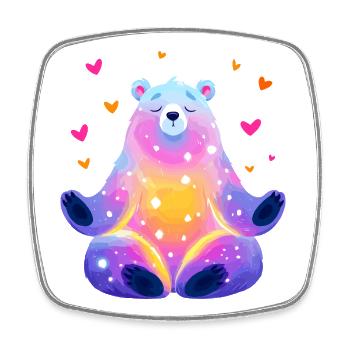 Regenbogen Bär - Viereckiger Kühlschrankmagnet - Weiß - Vorne