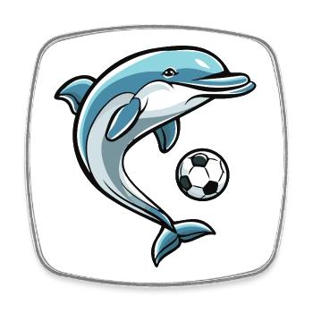 Delfin Fußball - Viereckiger Kühlschrankmagnet - Weiß - Vorne