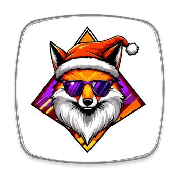 Fuchs Santa Swag - Viereckiger Kühlschrankmagnet - Weiß - Vorne
