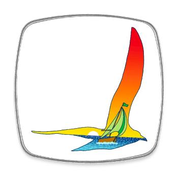 Der Vogel und das Segelboot - Viereckiger Kühlschrankmagnet - Weiß - Vorne