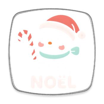 Bonhomme Noel Candy Cane - Magnet carré - blanc - Devant