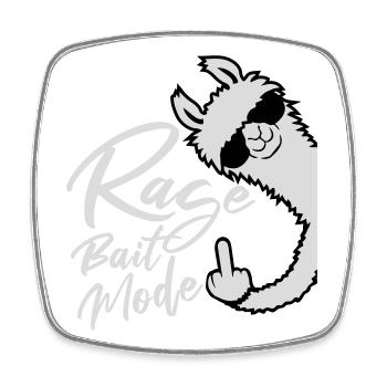 Rage Bait Lama Alpaka Sonnenbrille Mittelfinger - Viereckiger Kühlschrankmagnet - Weiß - Vorne