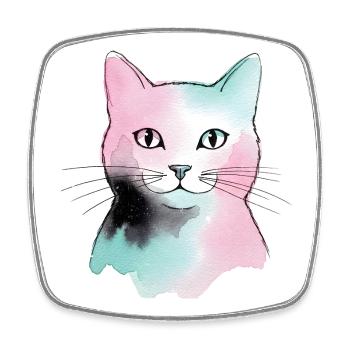 Pastellkatze Wasserfarben - Viereckiger Kühlschrankmagnet - Weiß - Vorne