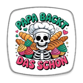 Dad Bakes The Beautiful Skeleton Cupcakes - Square fridge magnet - white - Front