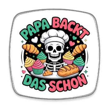 Papa Backt Das Schon - Viereckiger Kühlschrankmagnet - Weiß - Vorne
