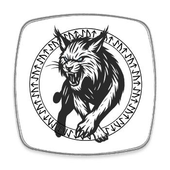 Lynx with Nordic runes, blue eyes - Square fridge magnet - white - Front