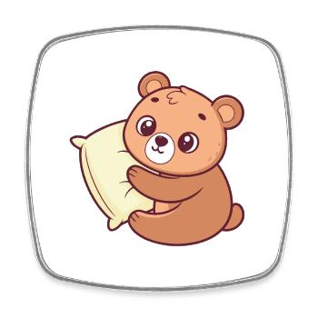 Little Bear Cuddle and Pillow - Square fridge magnet - white - Front
