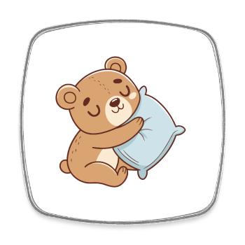 Cuddly Bear and Blue Pillow - Square fridge magnet - white - Front