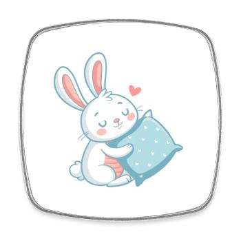 Lapin câlin pastel et oreiller cœur - Magnet carré - blanc - Devant