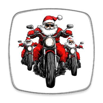 Motorradfahrer Christmas - Viereckiger Kühlschrankmagnet - Weiß - Vorne