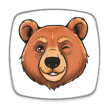 Winking Bear Cartoon - Square fridge magnet - white - Front