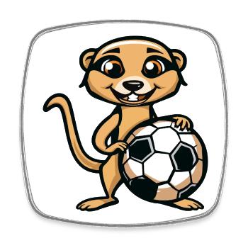 Football de dessin animé Suricate - Magnet carré - blanc - Devant