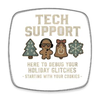 Tech Support Ugly Christmas Sweater Computer Scientist - Square fridge magnet - white - Front