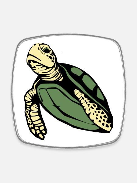 Tortue Tortues - Magnet carré - blanc