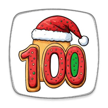 100 Number Cookie Christmas - Square fridge magnet - white - Front
