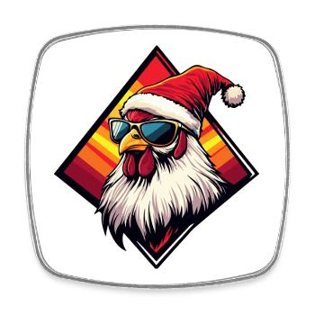 Christmas Chicken in Retro Sunset - Square fridge magnet - white - Front
