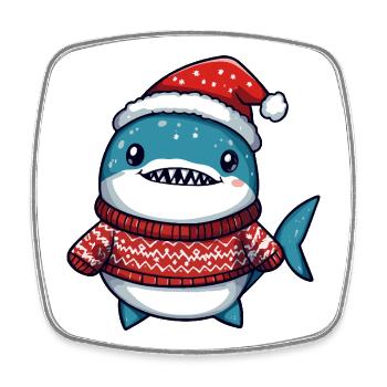 Shark Christmas Xmas - Square fridge magnet - white - Front