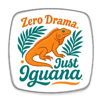 Iguane Zéro Drame - Magnet carré - blanc - Devant
