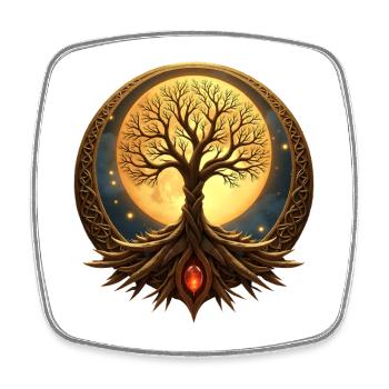 Lunar Tree of Life - Square fridge magnet - white - Front
