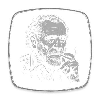 Bukowski Portrait Cigarette Tee - Square fridge magnet - white - Front
