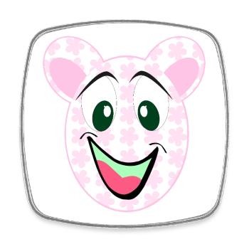 Bear Floral Pattern Smile - Square fridge magnet - white - Front