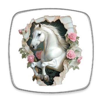 Pferd Vintage - Viereckiger Kühlschrankmagnet - Weiß - Vorne