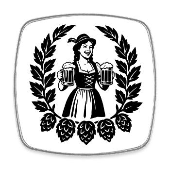 Bier Mädchen - Viereckiger Kühlschrankmagnet - Weiß - Vorne