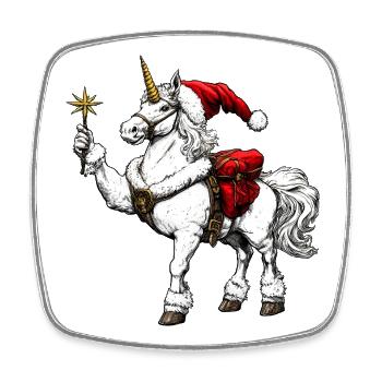 Einhorn Weihnachten - Viereckiger Kühlschrankmagnet - Weiß - Vorne