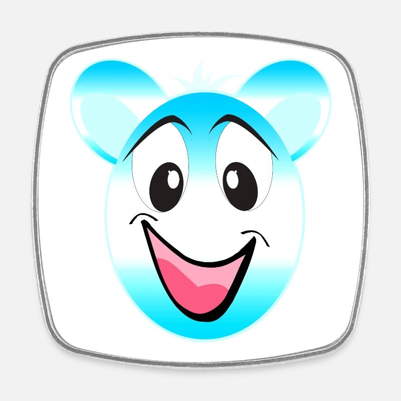 Fröhlicher Blau Weiß Bärenmaskottchen - Viereckiger Kühlschrankmagnet - Weiß