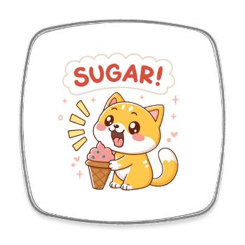 Kawaii Katzen-Eiscreme-Zucker - Viereckiger Kühlschrankmagnet - Weiß - Vorne