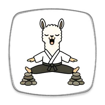 Lama Zen en kimono méditatif - Magnet carré - blanc - Devant
